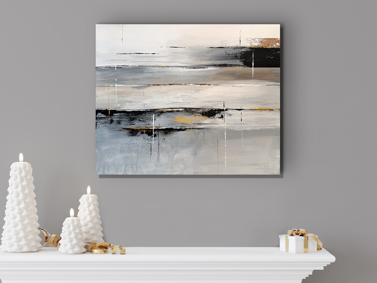 Expressive Landscape Acrylic Painting By Tatiana Malinovscaia, 20 X 16", Melody Of Shadow, Original Artwork