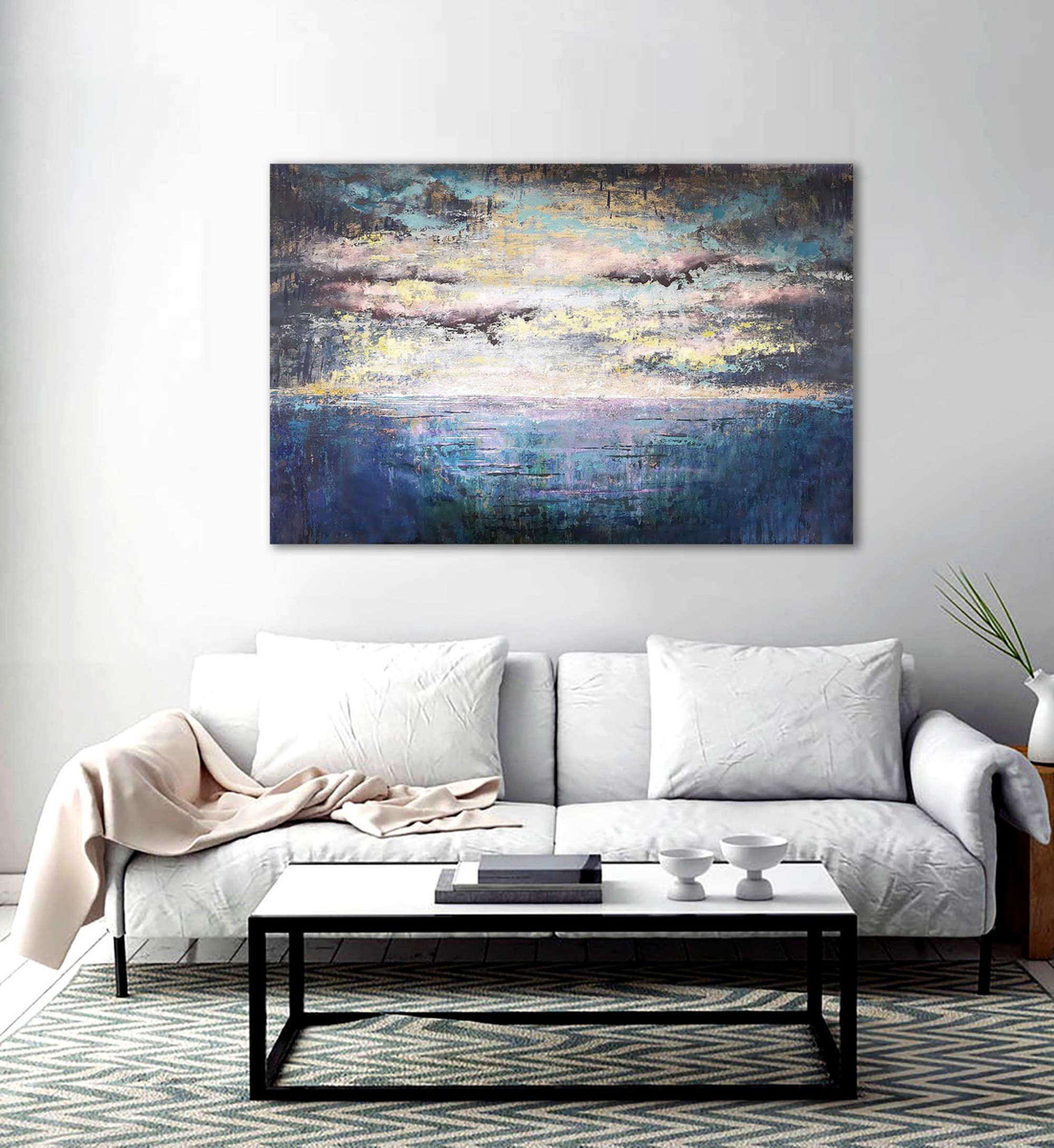 Navy Abstract Painting Navy Painting Large Abst Artfinder