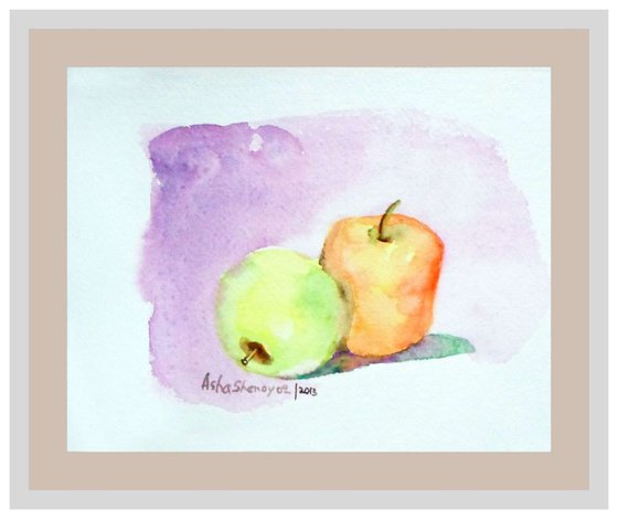 Still Life Painting with Two apples