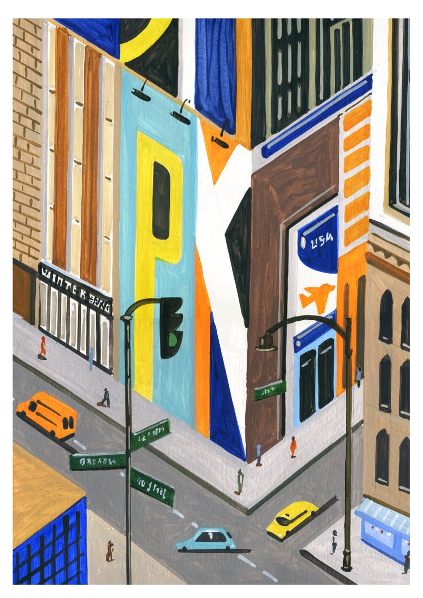 Urban And Pop Acrylic Painting , Newyork_Streetviews-Serie3-67 By Andre Baldet, 14 X 20, Artwork For Sale On Artfinder