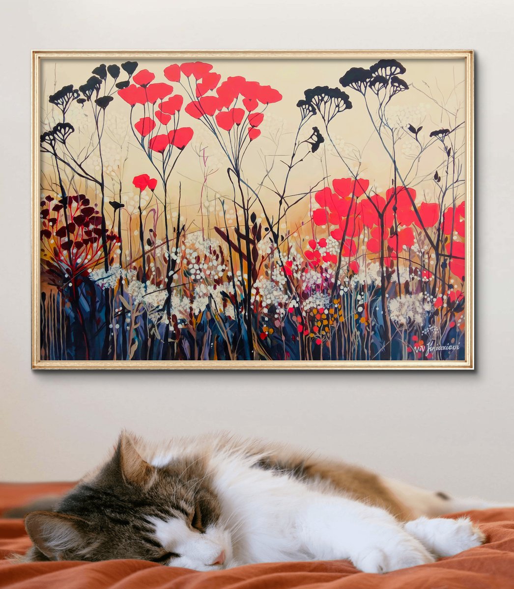 Abstract Acrylic Painting By V+V Kniazievi, 28 X 20", Just Herbs #9, Original Artwork