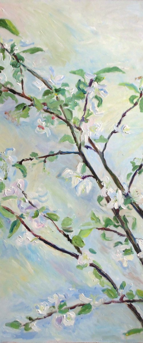 Apple tree branch. Oil on MDF. 61 x 72 cm by Alexander Shvyrkov