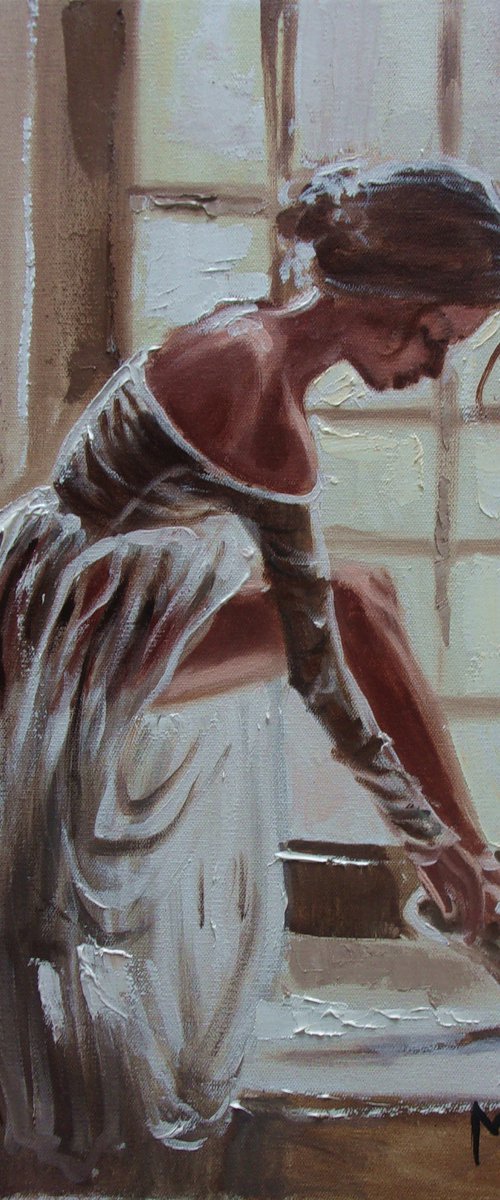 " SHADES AND SHADOWS ... " ballet original painting palette knife GIFT MODERN URBAN ART OFFICE ART DECOR HOME DECOR GIFT IDEA by Monika Luniak