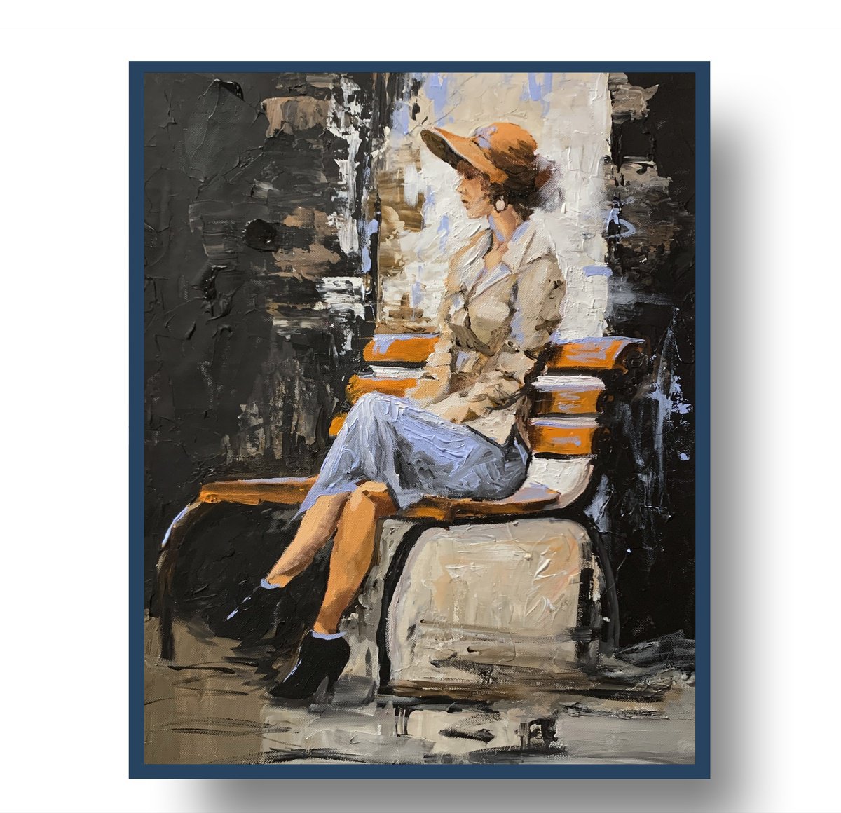 Elegant Woman On A Bench. By Vita Schagen, 16 X 20, Artwork For Sale On Artfinder