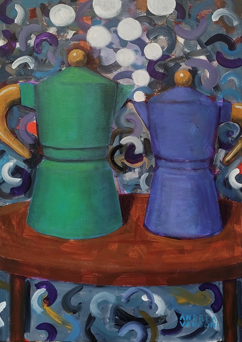 Impressionistic Still Life Acrylic Painting By Andrea Vandoni, 20 X 28, Males And Females - 10, Original Artwork
