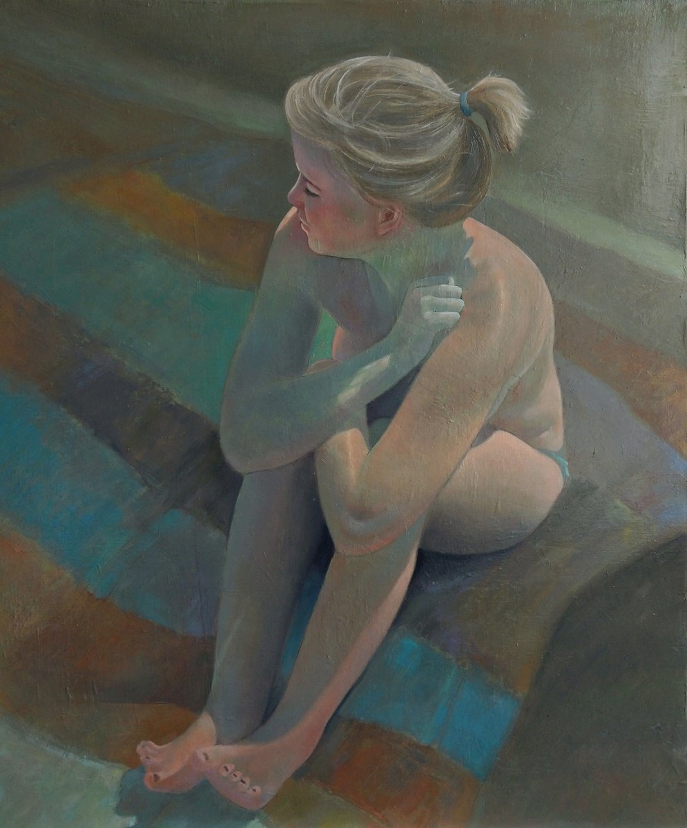 Impressionistic Portrait Oil Painting By Kamsar Ohanyan, 20 X 24", Quietude