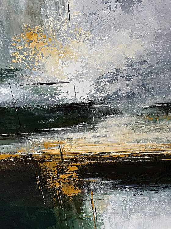 Ochre Light Across Green Depths