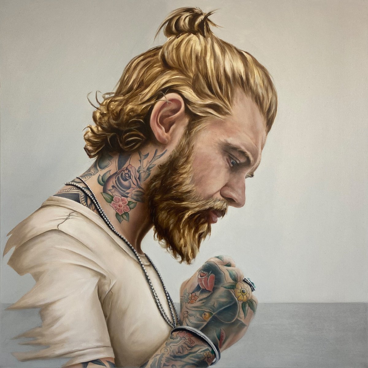 Urban And Pop Portrait Oil Painting By Mullo Art, 39 X 39", Moments Between Moments, Original Artwork