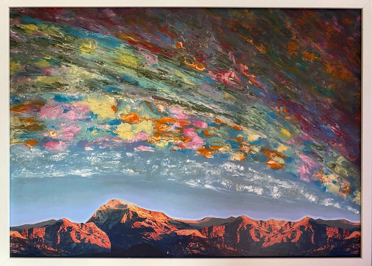 Surrealistic Landscape Painting By Stefano Pallara, 33 X 25", Echoing Mantra N.8, Original Artwork