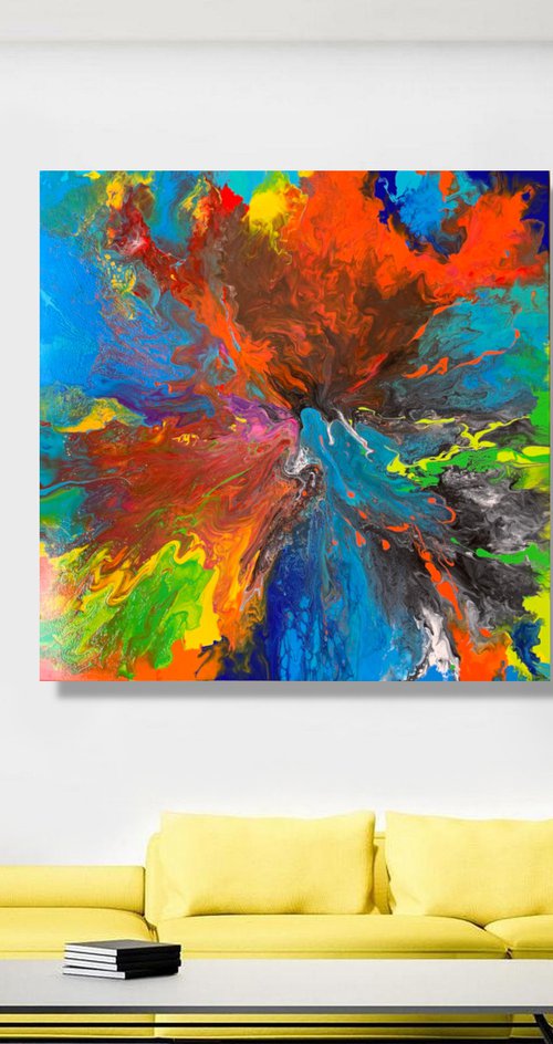 More Than a Feeling - LARGE, VIBRANT, COLOURED ABSTRACT ART – EXPRESSIONS OF ENERGY AND LIGHT. READY TO HANG! by Julijana Ravbar