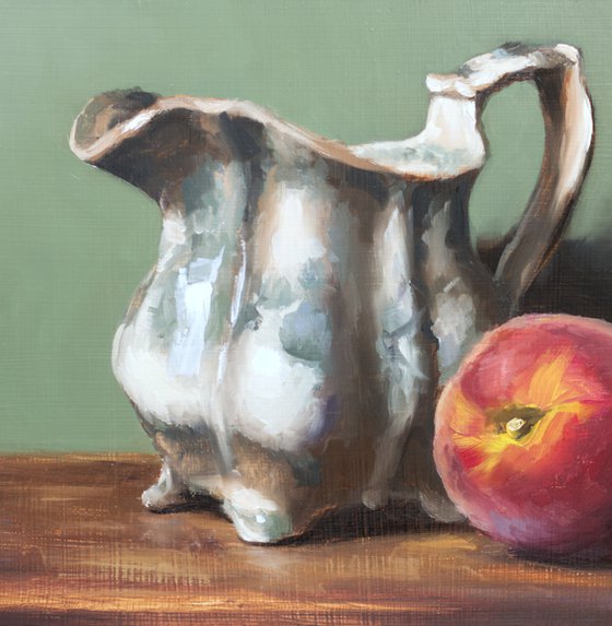 Antique Pitcher and a Peach
