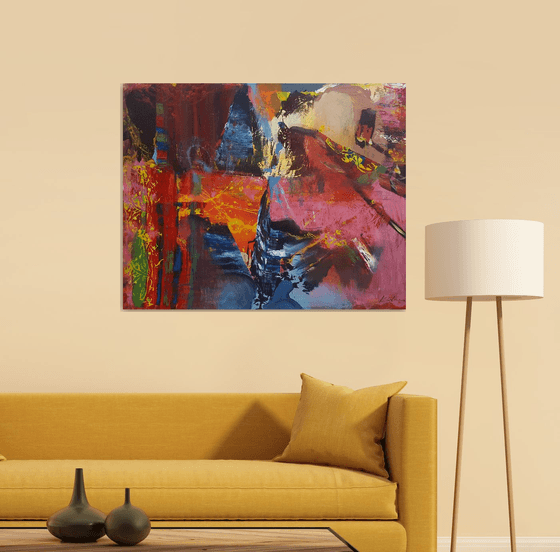 LARGE FASCINATING COLORS ABSTRACT PAINTING CHILDHOOD DREAMS O KLOSKA