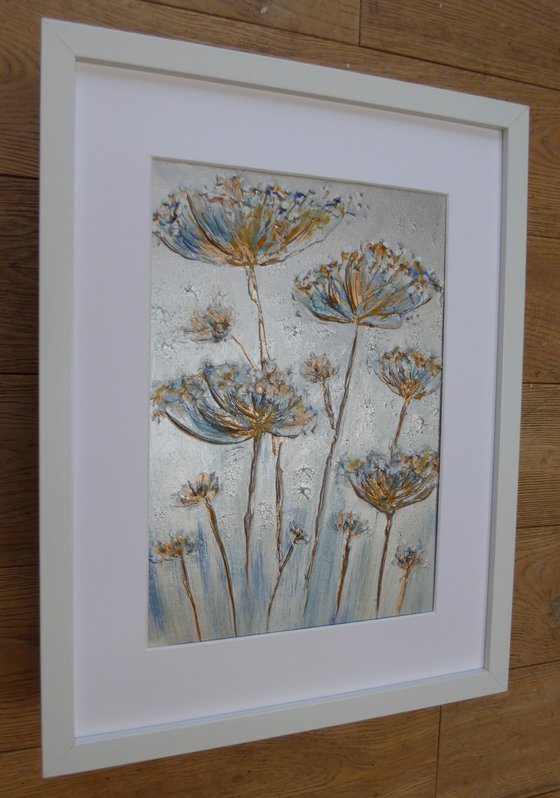 Cow Parsley textures with silver and bronze