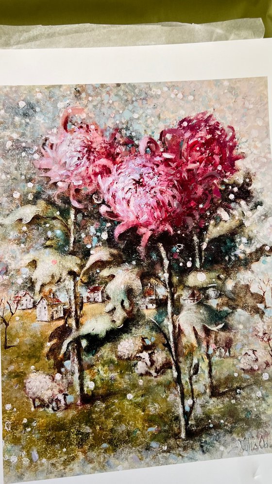 Pink Autumn chrysanthemums