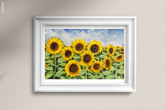 Sunflowers on handmade paper