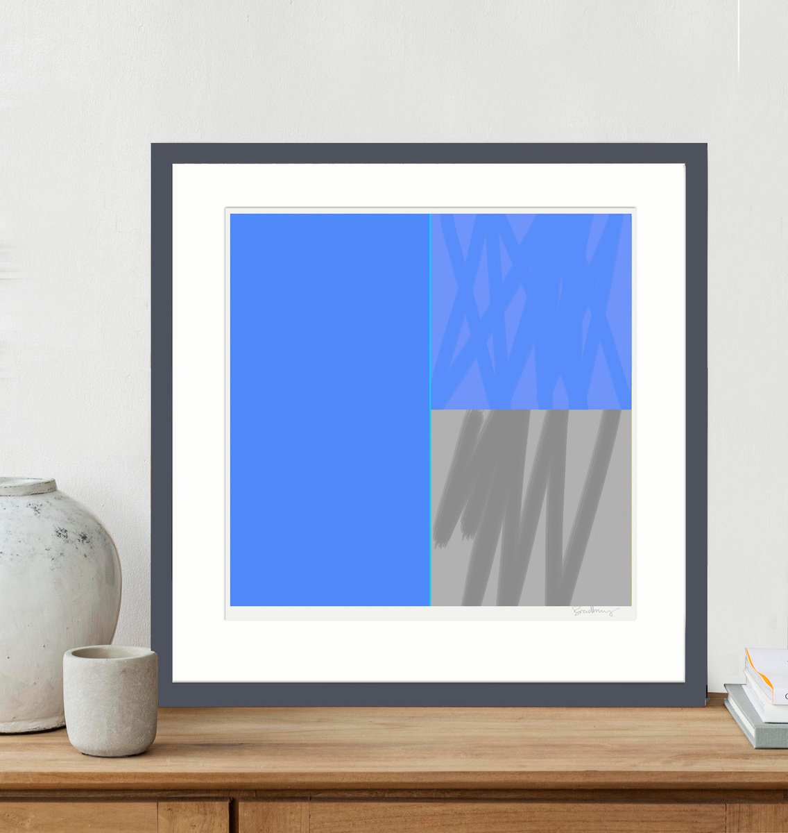 Expressive Abstract Giclee Print By Adrian Bradbury, 16 X 16, Lines 3.0, Original Artwork