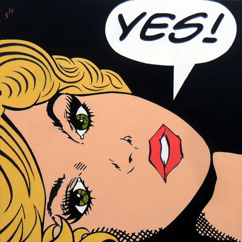 YES! (Black) - (36"x36") by Juan Sly