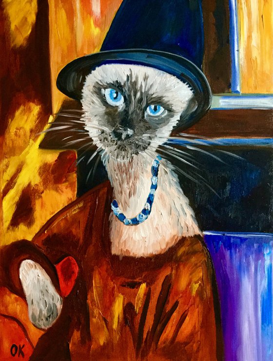 Cat  in a Hat, inspired by Amedeo Clemente Modigliani