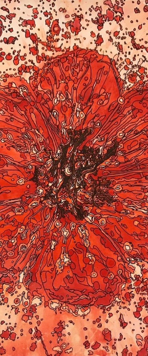 Abstract Red Flower CZ18036 by Carol Zsolt