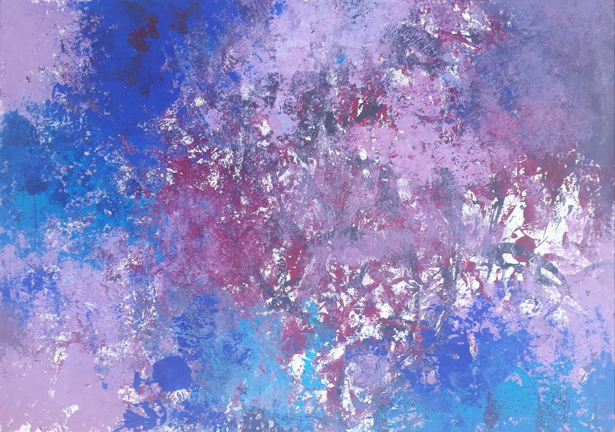 Organic Abstract Oil Painting By Olga Onopko, 28 X 20", Lilac, Original Artwork