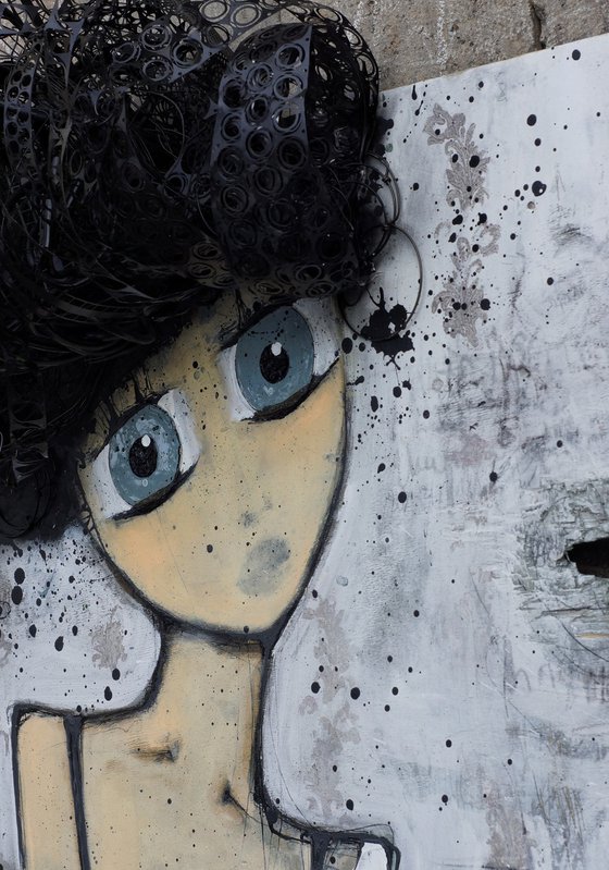 Girl Emerging From the Canvas