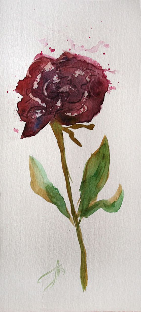 Rose 03  / Original Painting / emotion in the portrait of a flower / color harmony of watercolor / a gift for you