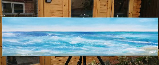 Beside the Seaside 1 - Blue, Panoramic, Cornwall, Scotland, Coast, Seascape