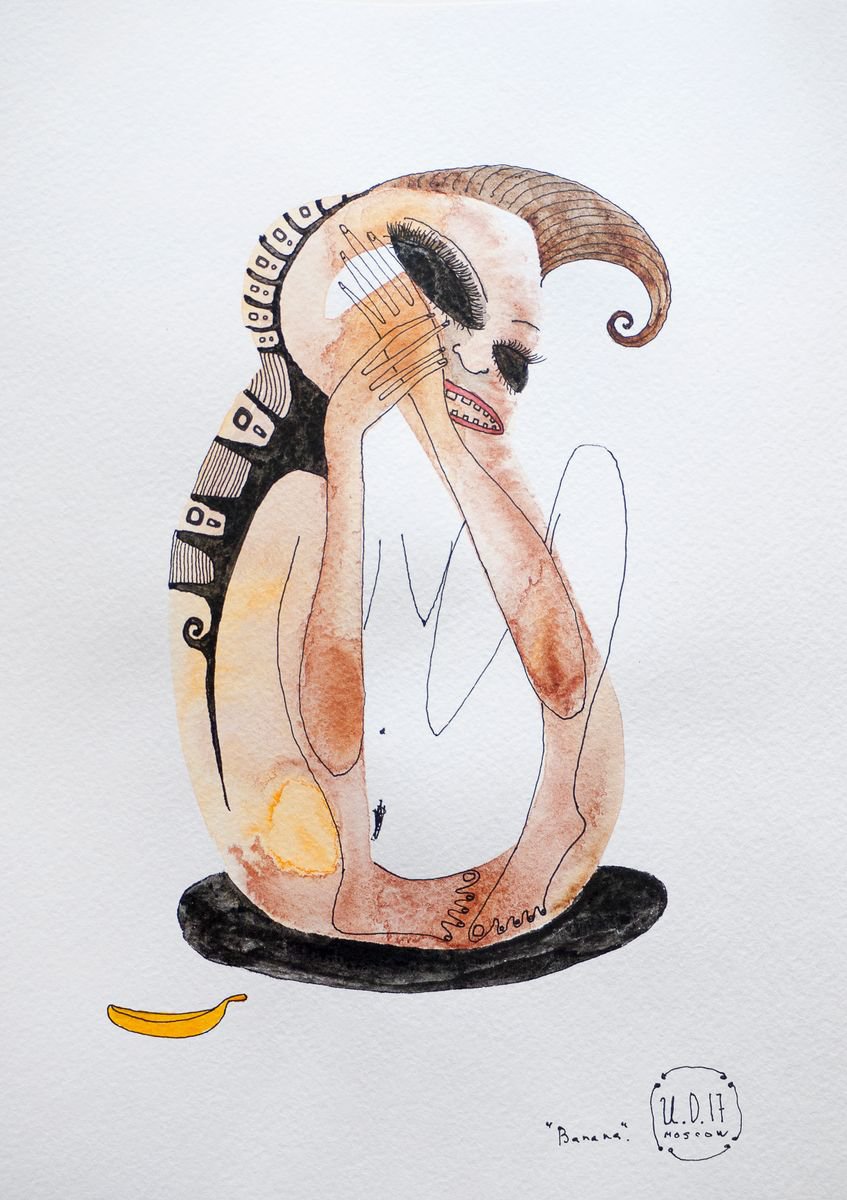 Banana. Woman nude painting by Ulugbek Doschanov