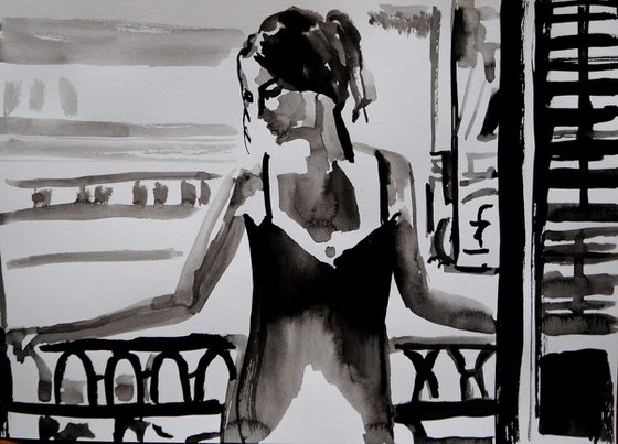 On the balcony / 29.7 X 21 cm