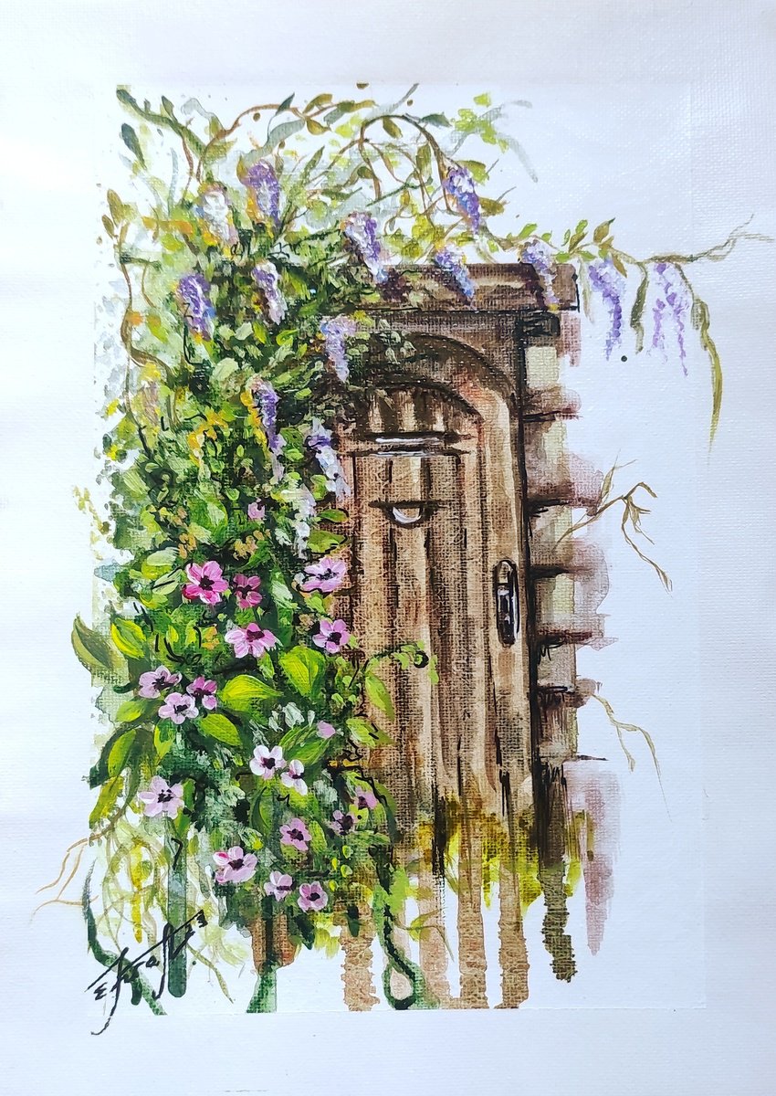 Impressionistic Botanical Acrylic Painting By Elena Kraft, 8 X 11, The Charm Of Provence, Original Artwork