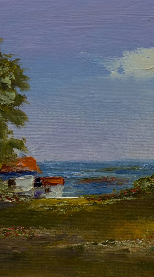 Small house in nature. Landscape oil painting by Marinko Šaric