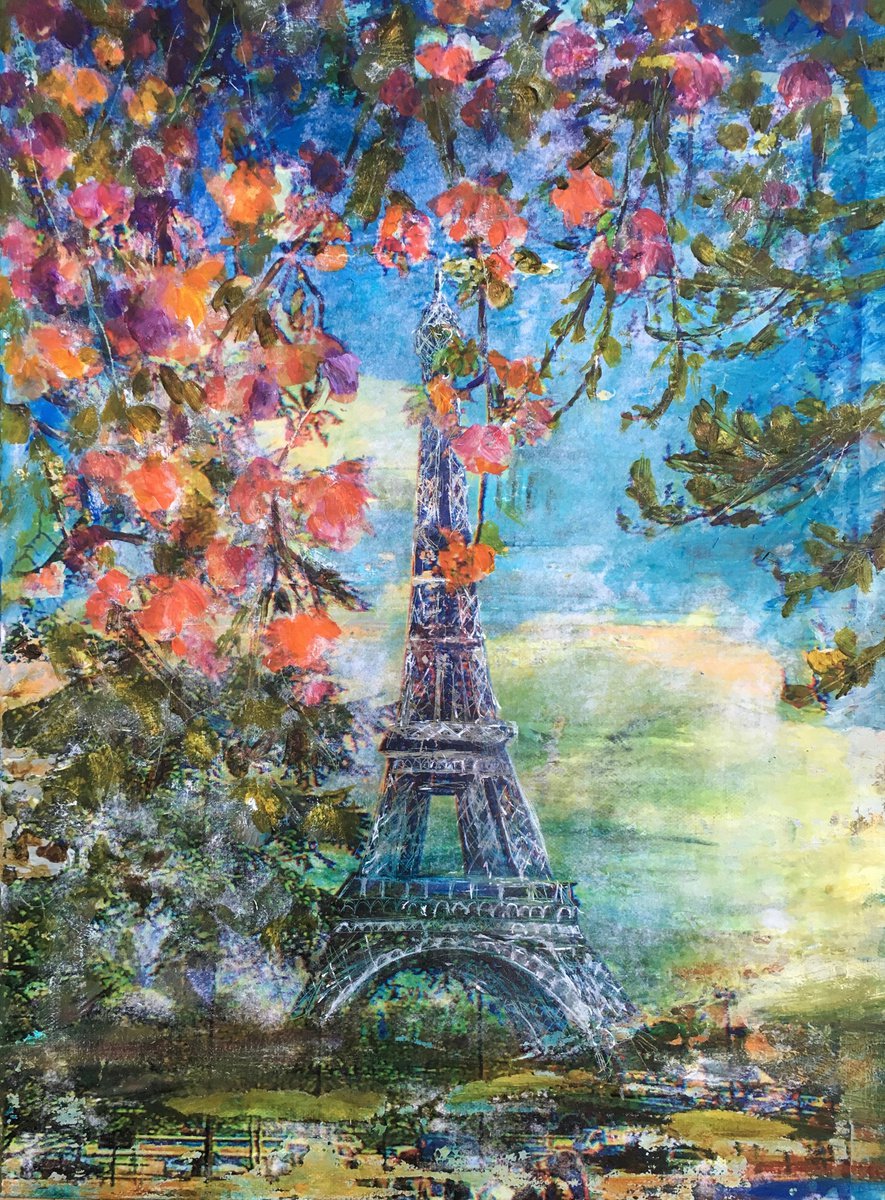 Impressionistic Cityscapes Painting By Suzsi Corio, 12 X 16", I Love Paris..., Original Artwork