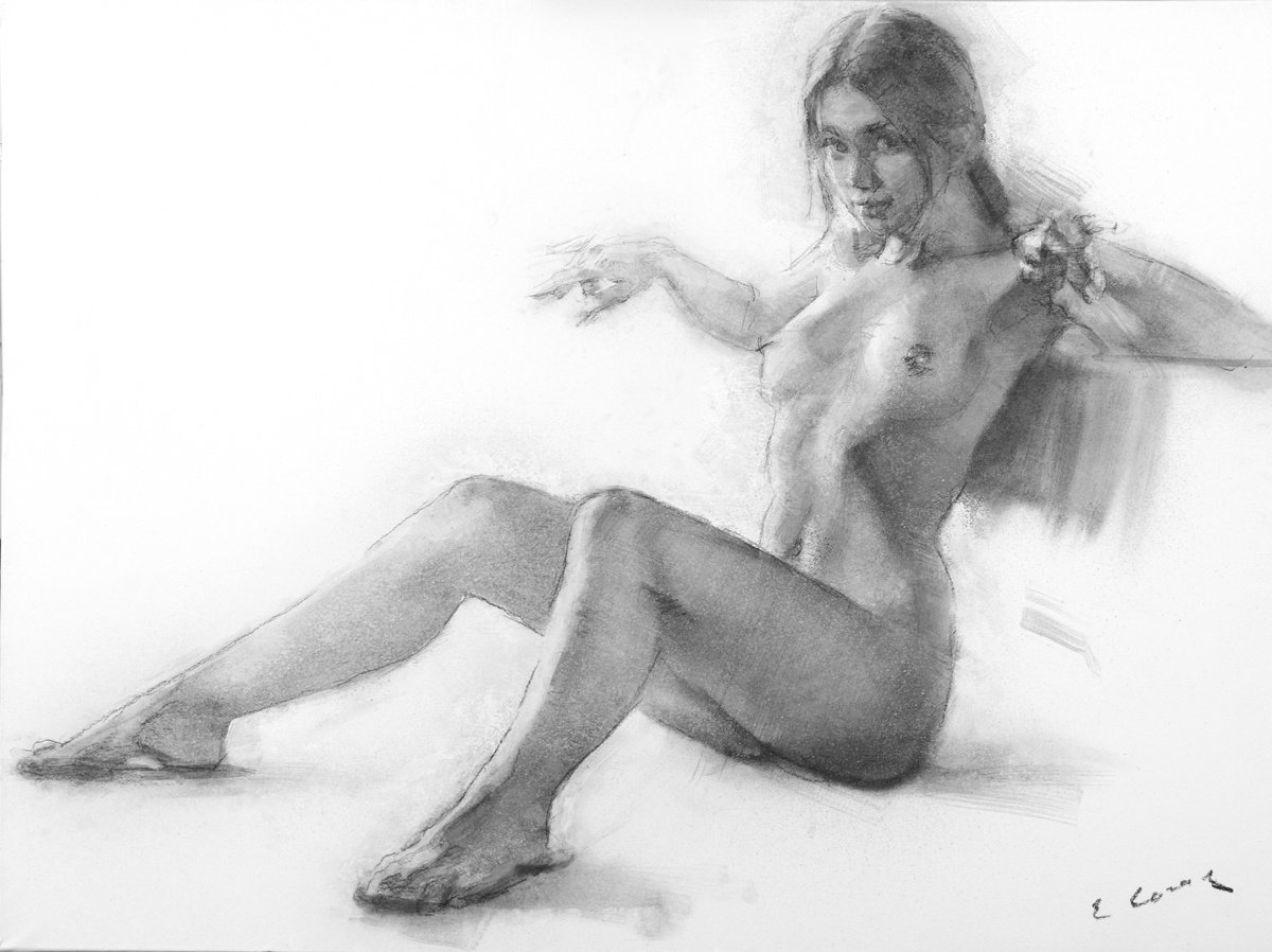 Charcoal drawing Nude by Eugene Segal