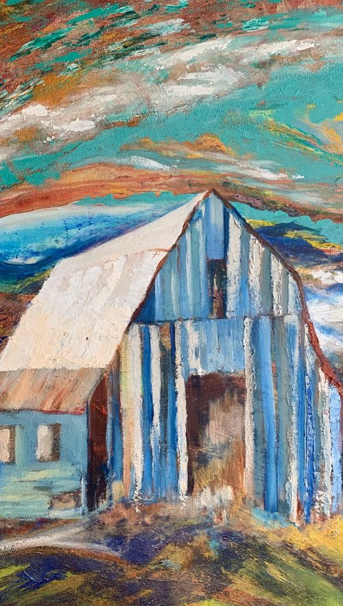 Blue Barn by Rita Schwab
