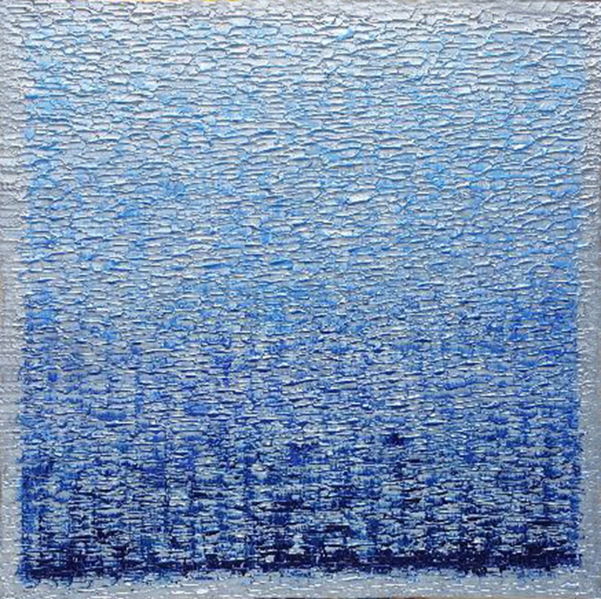 Abstract art - SILVER SEA - LARGE SQUARED BLUE ABSTRACT by VANADA ABSTRACT ART