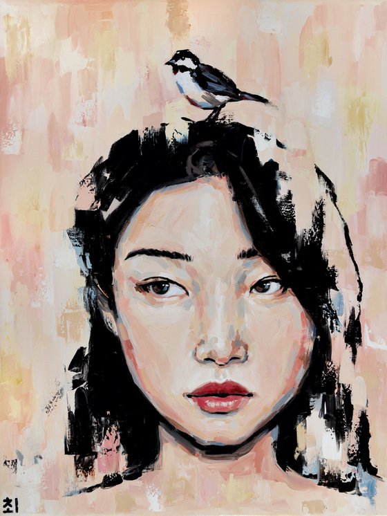 Korean woman with bird