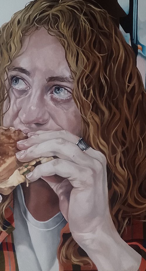 Loaded sandwich on brown by Jo Beer