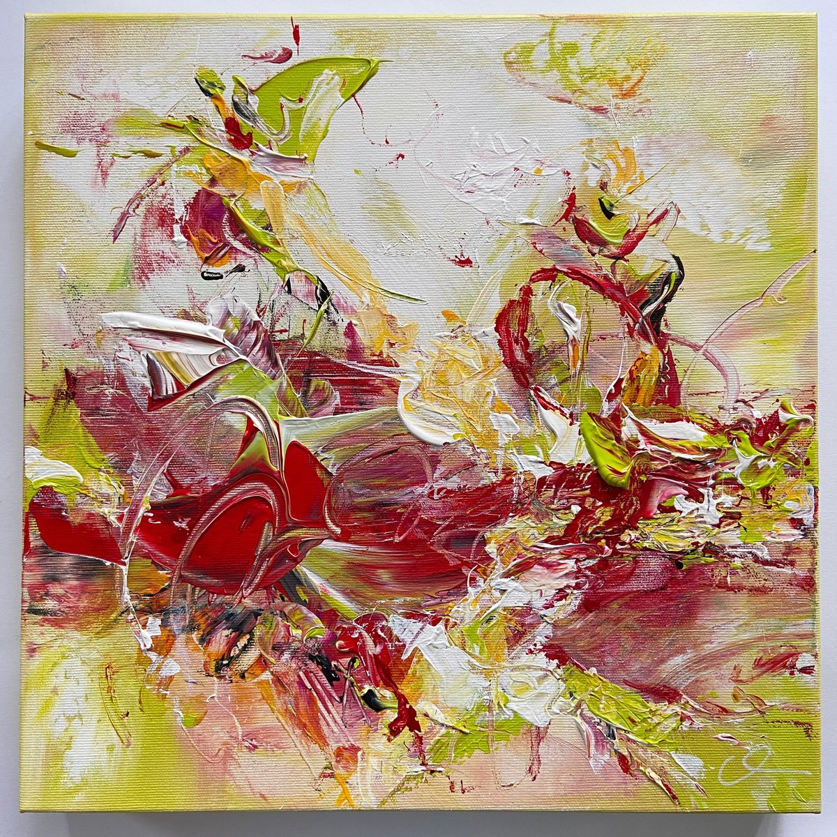 Expressive Abstract Acrylic Painting By Maria Bevilacqua-Fischer, 16 X 16", Love Letter No. 12, Original Artwork