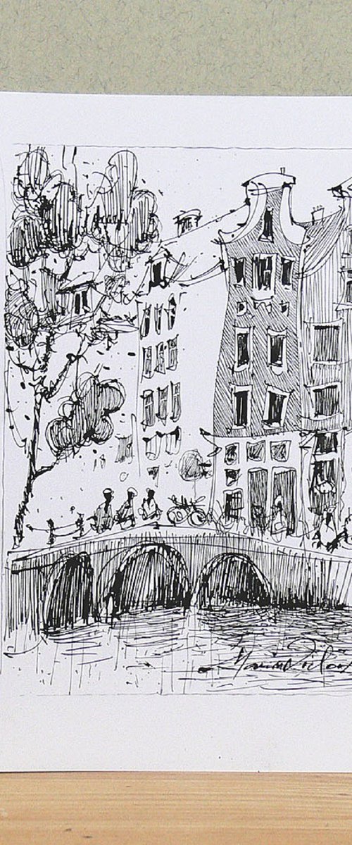 Amsterdam, Urban ink drawing. by Marin Victor