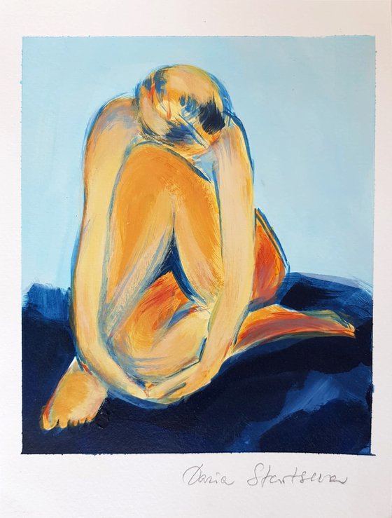 Woman sitting abstract