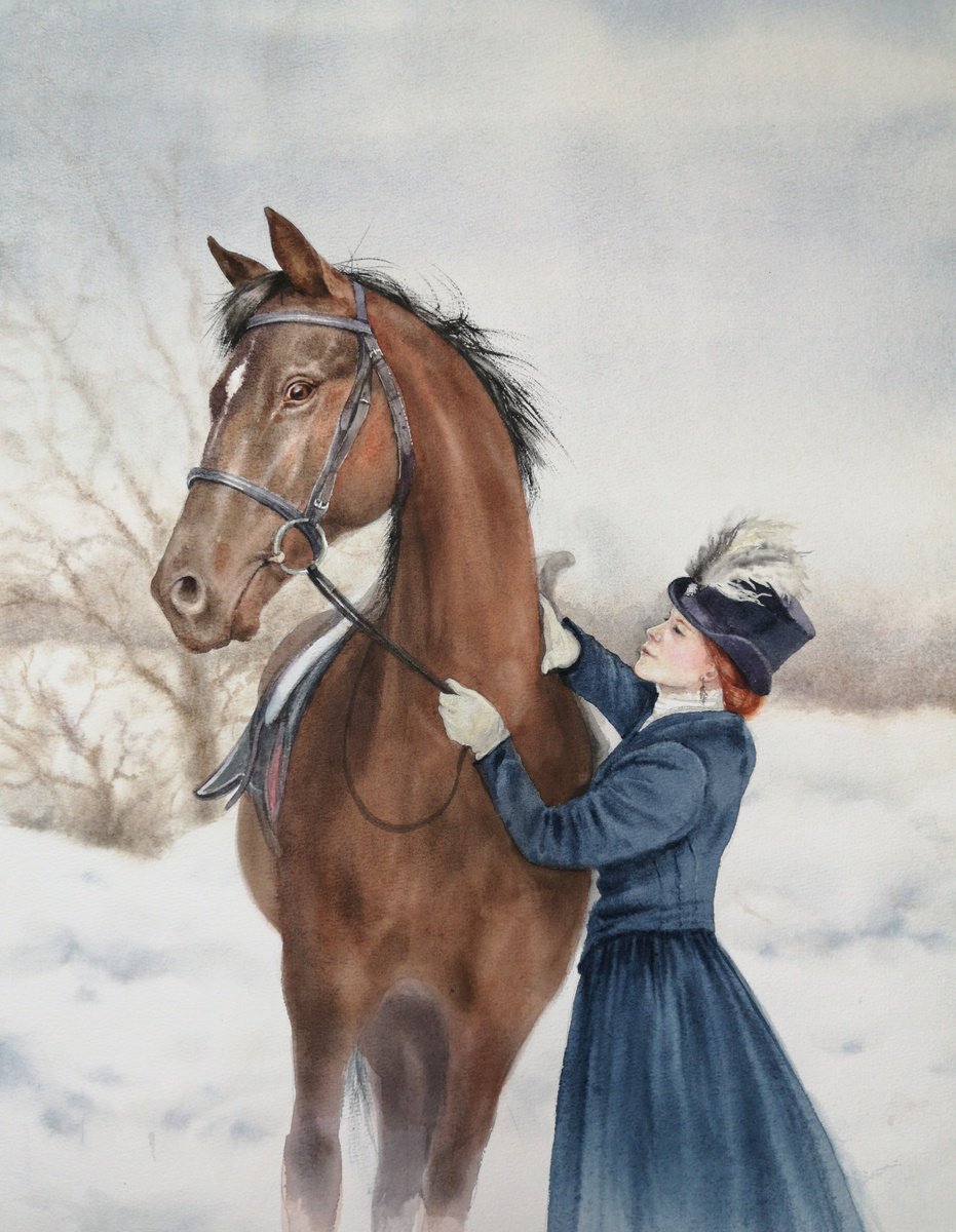 Beautiful Horsewoman Watercolour by Olga Beliaeva Watercolour Artfinder