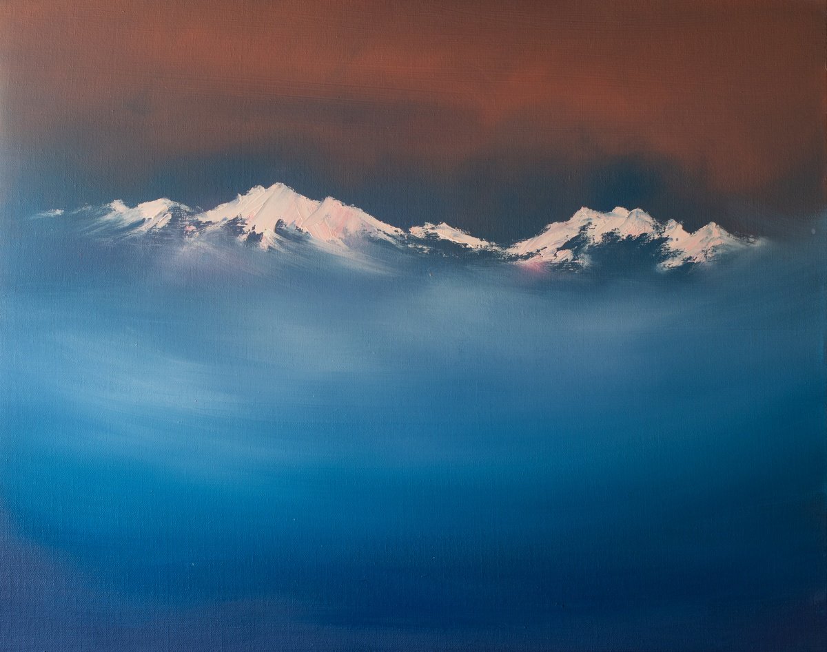 Above The Clouds | Mountain Landscape By Cat Goward, 30 X 24, Artwork For Sale On Artfinder