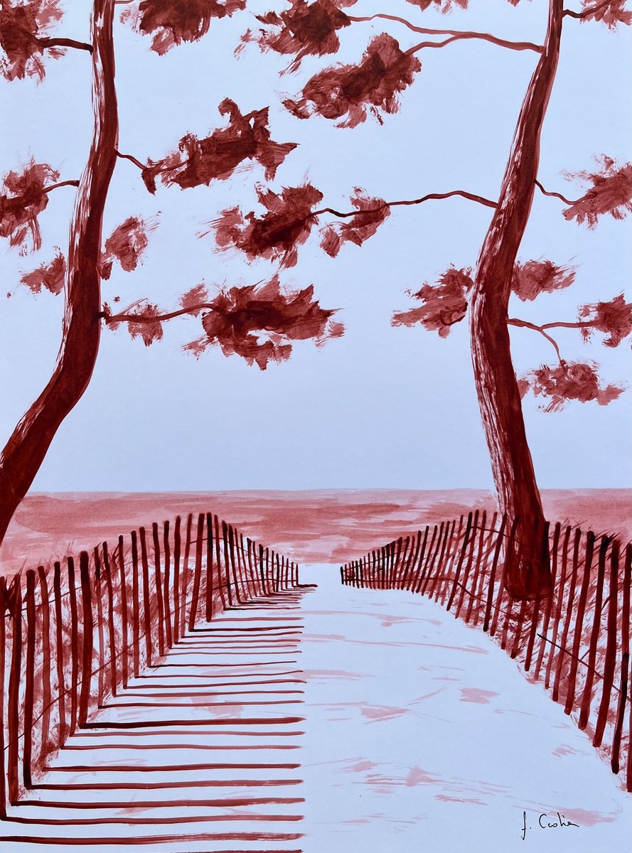 Landscape Painting By Cadiou Frederic, 13 X 17, Sainte-Marine, Original Artwork