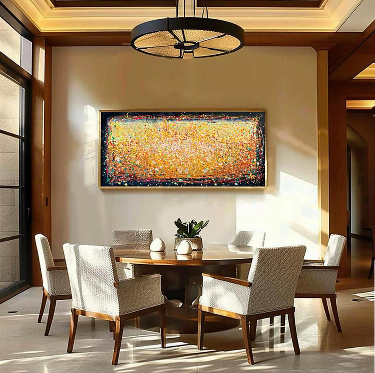 Abstract Acrylic Painting By Bogdana Antoniuk, 57 X 28, When The Sparks Began To Fly, Original Artwork