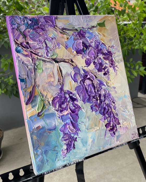 Wisteria Floral Oil Painting