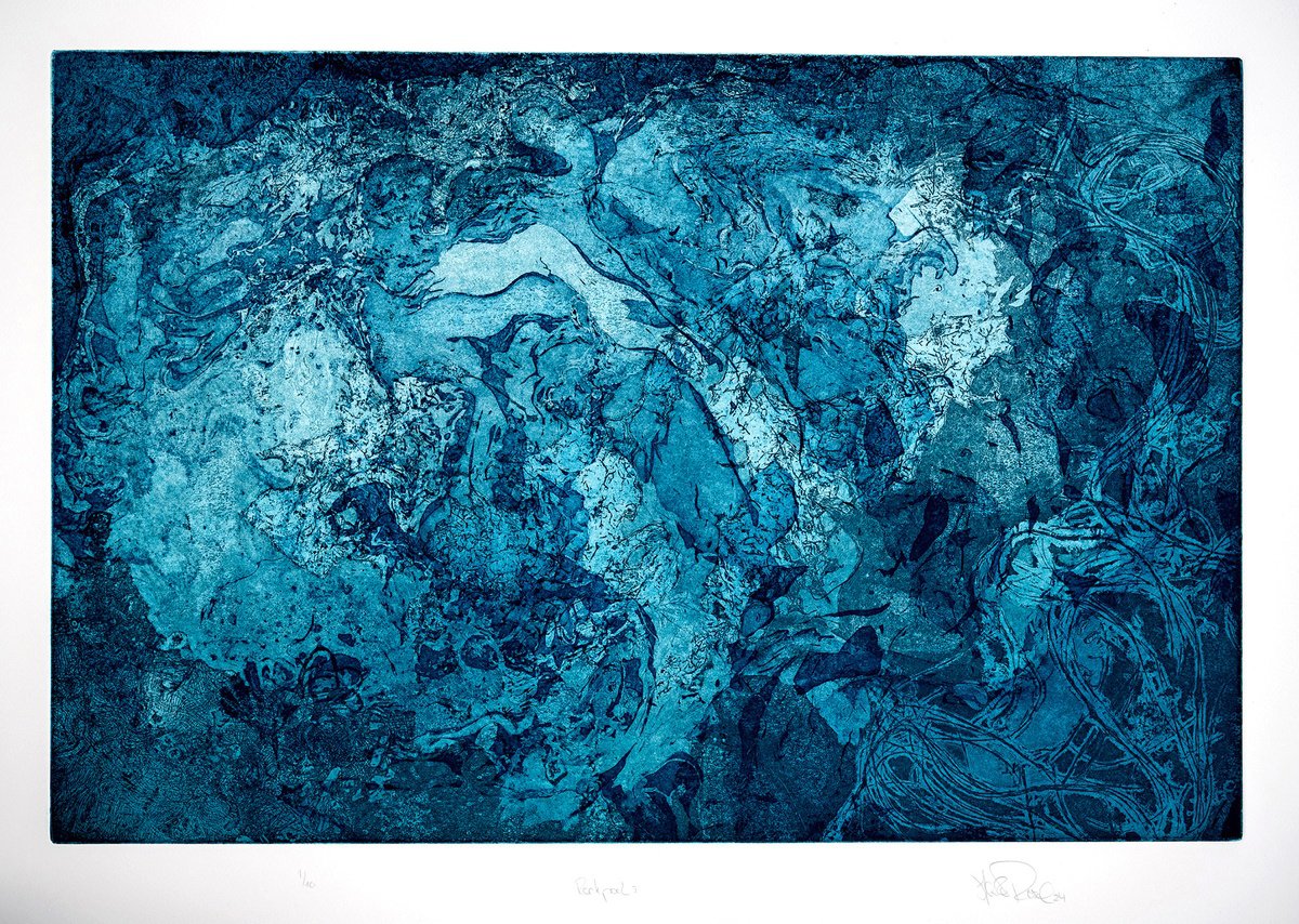 Abstract Etchings & Engravings By Heike Roesel, 29 X 21, Rockpools, Etching, Original Artwork