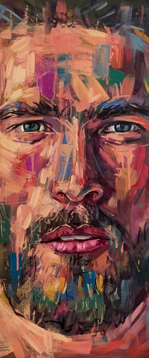 Bearded man portrait male painting by Emmanouil Nanouris