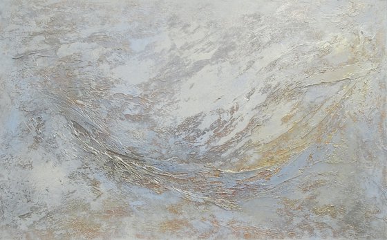 Large Abstract Neutral Colors Textured Painting Modern Art with Heavy Texture. Abstract Landscape Contemporary Seascape Artwork for Livingroom