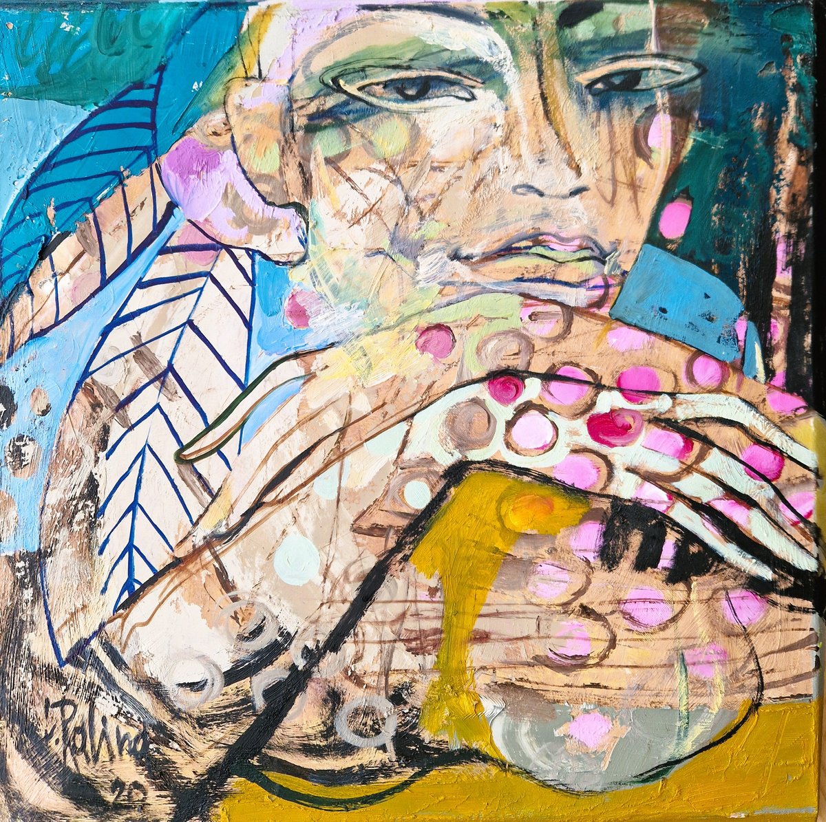 Organic Abstract Oil Painting By Yelena Ralina, 20 X 20", New Dream, Original Artwork