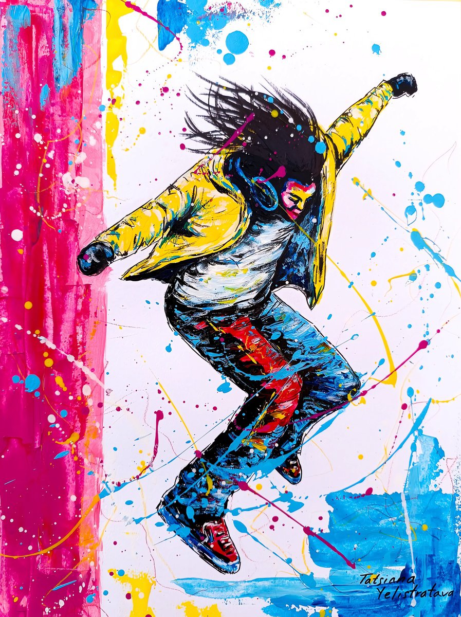 Urban And Pop Acrylic Painting , The Answer Was Motion. By Tatsiana Yelistratava, 12 X 16, Artwork For Sale On Artfinder